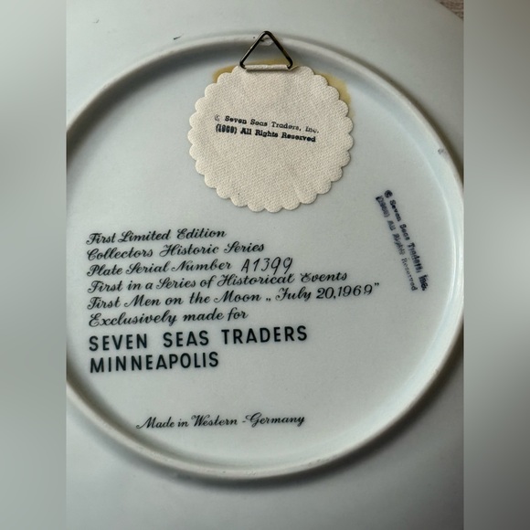SEVEN SEAS TRADERS INC APOLLO MOON PLATE JULY 20 HISTORY 1969 1ST EDITION - Picture 9 of 16